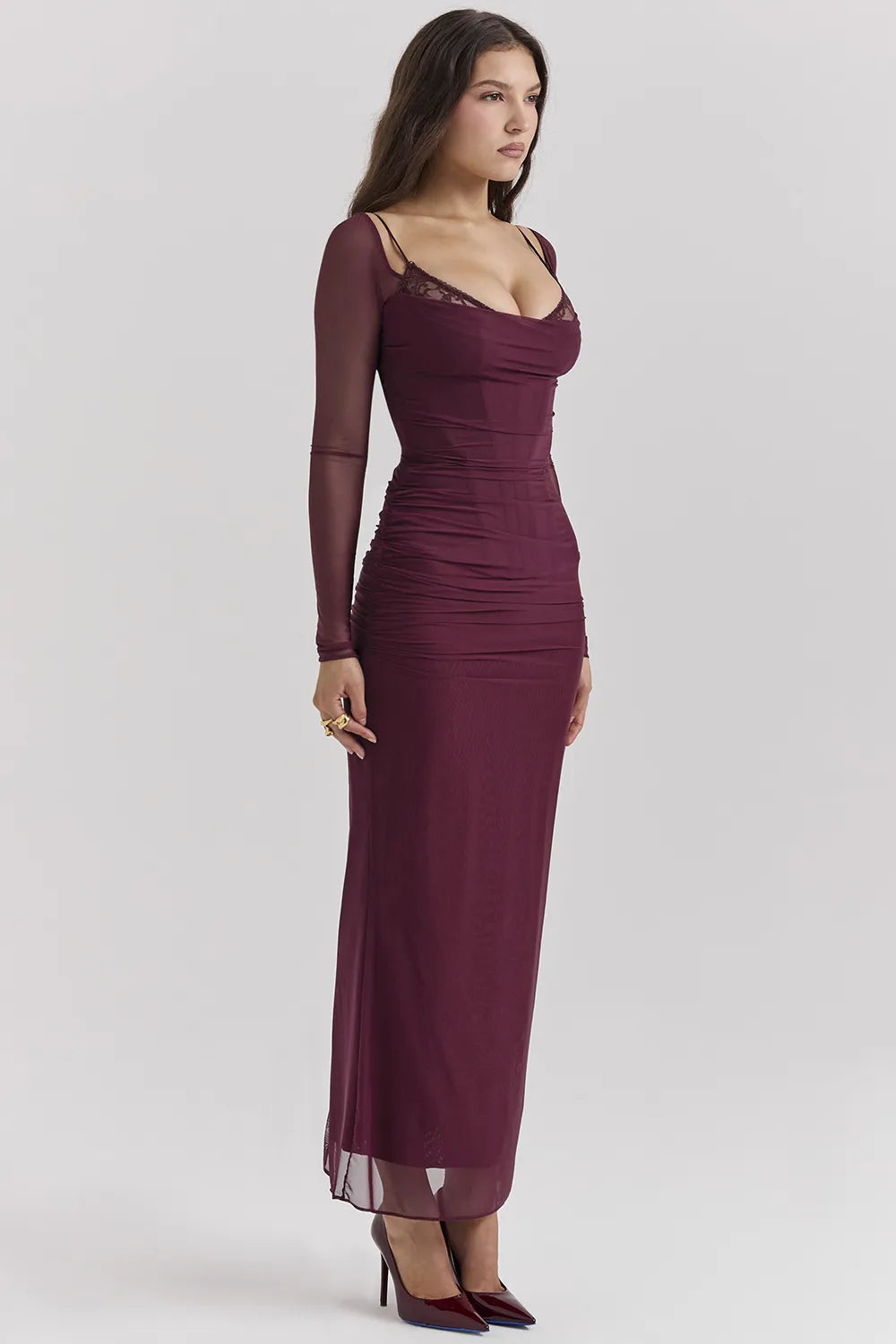 Katarina Wine Maxi Dress