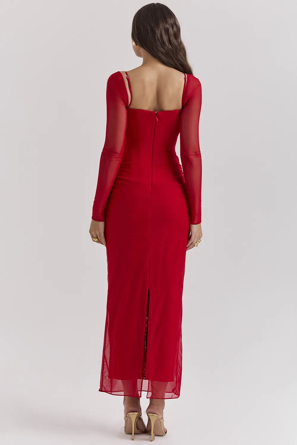 Katarina Scarlet Long Sleeve Maxi Dress