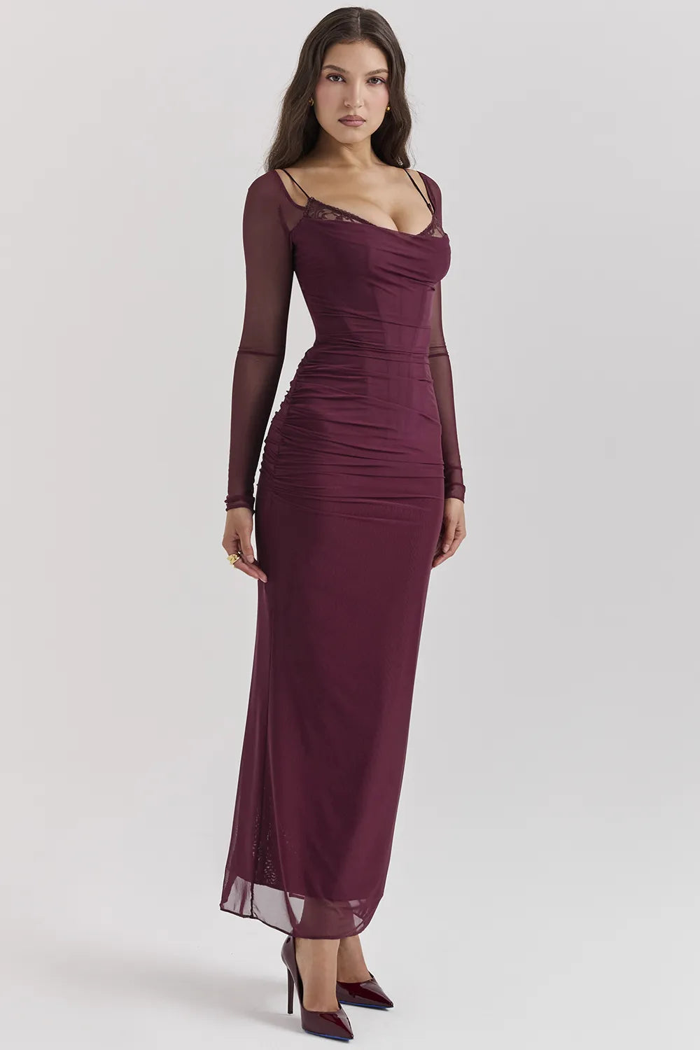 Katarina Wine Maxi Dress