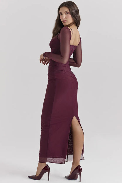 Katarina Wine Maxi Dress