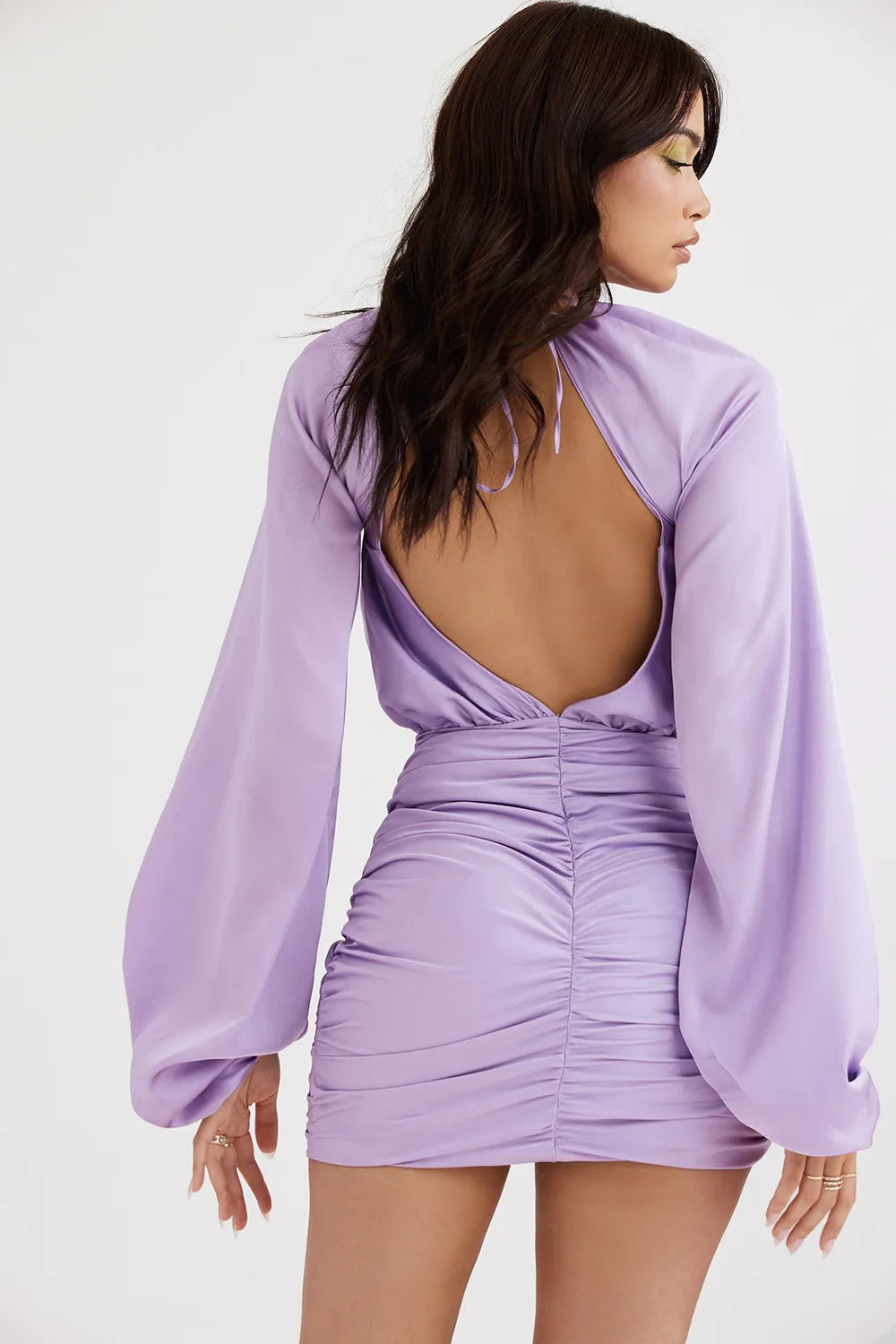 Kate Orchid Satin Wrap Front Mini Dress