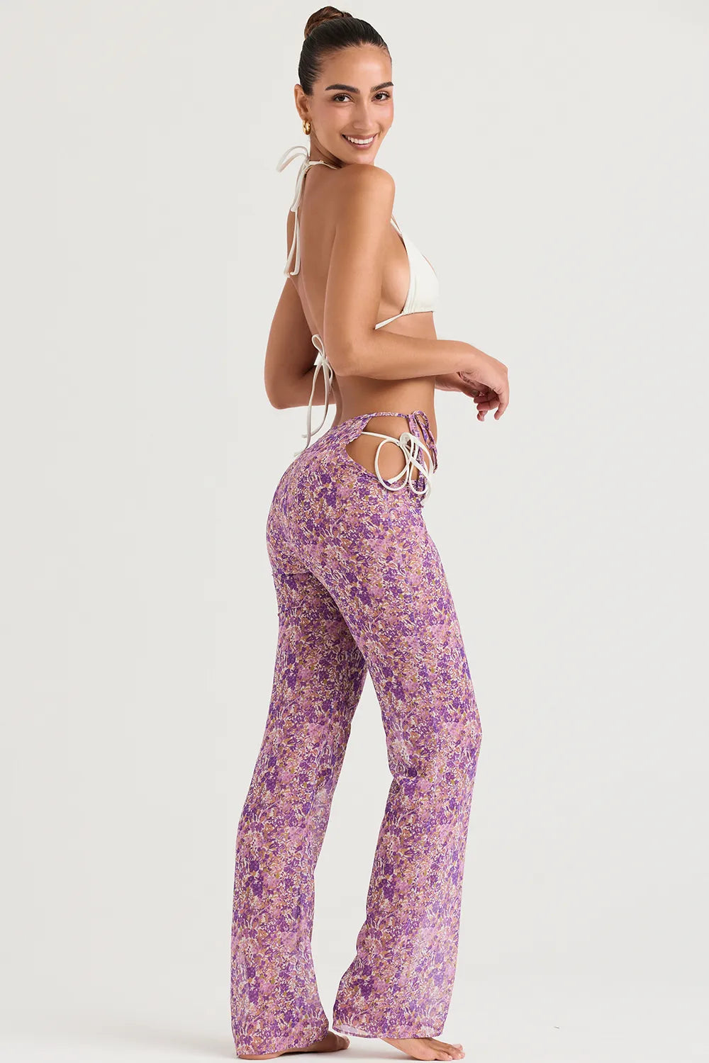 Keala Violet Floral Cutout Trousers
