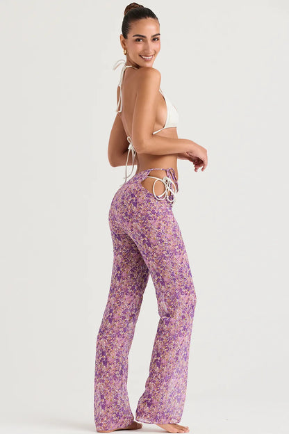 Keala Violet Floral Cutout Trousers