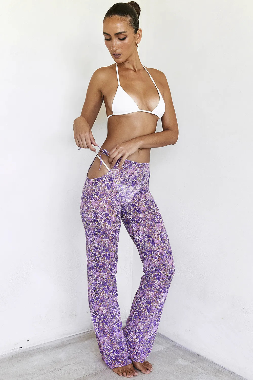 Keala Violet Floral Cutout Trousers