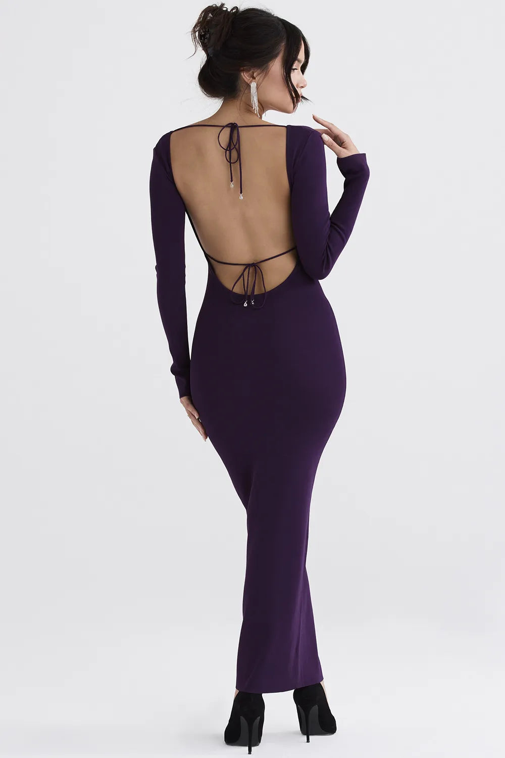 Keana Grape Ribbed Knit Maxi Dress