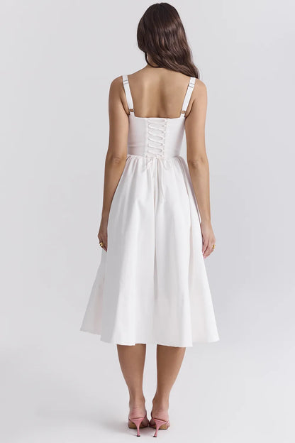 Kelly White Corset Midi Sundress