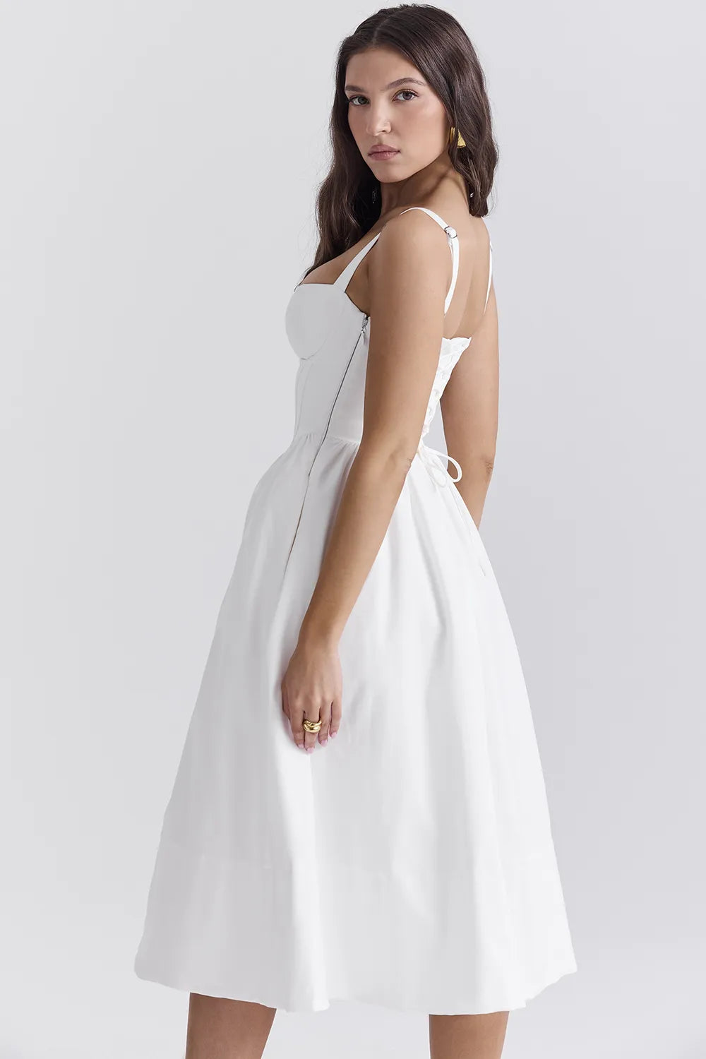 Kelly White Corset Midi Sundress