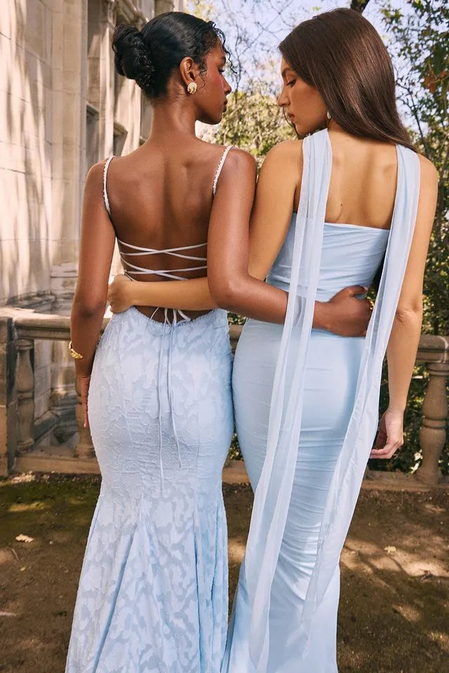Joan Bluebell Lace Up Back Maxi Dress