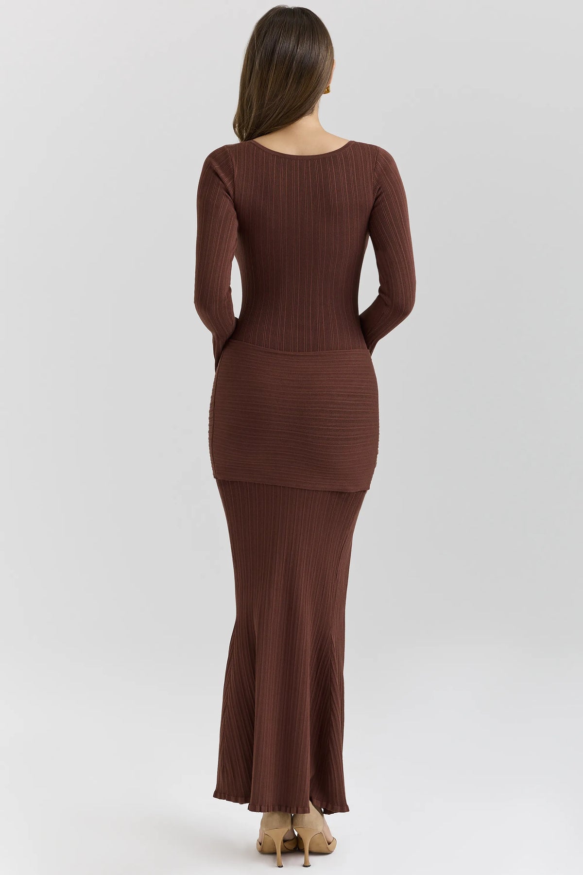 Khrysta Chocolate Brown Draped Maxi Dress