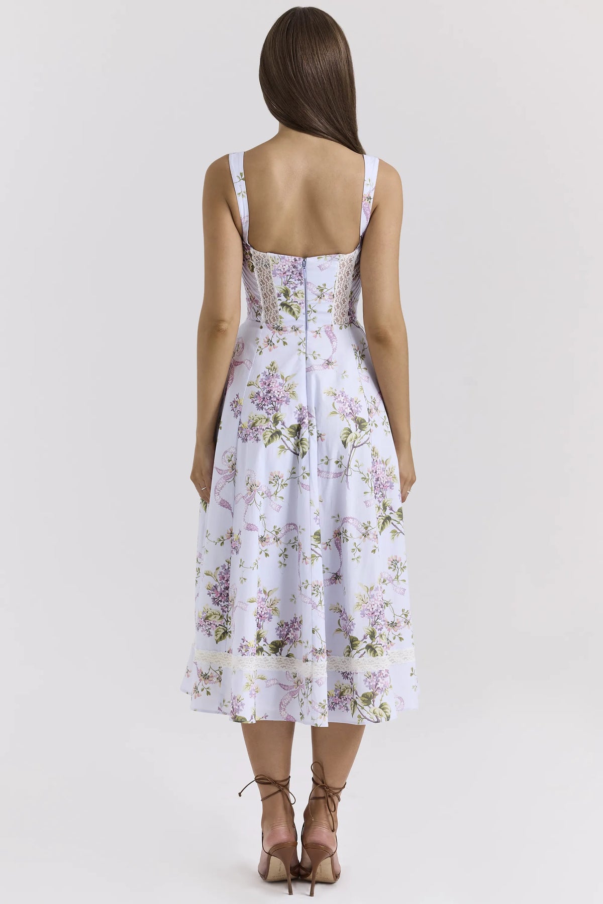 Kim Lilac Floral Cotton Midi Sundress