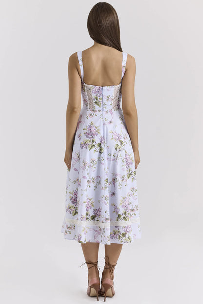 Kim Lilac Floral Cotton Midi Sundress