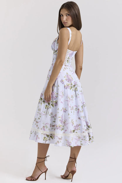 Kim Lilac Floral Cotton Midi Sundress