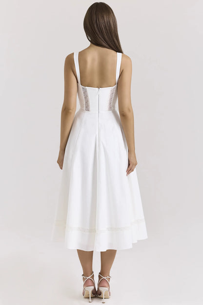 Kim White Cotton Midi Sundress