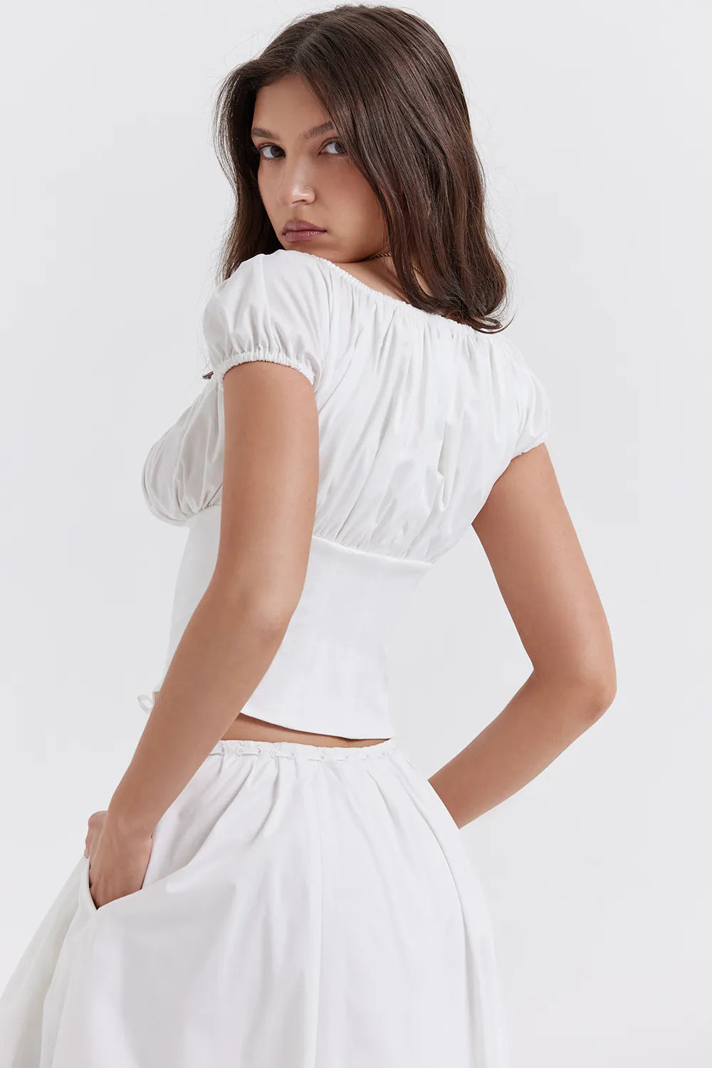 Kitty White Gathered Top