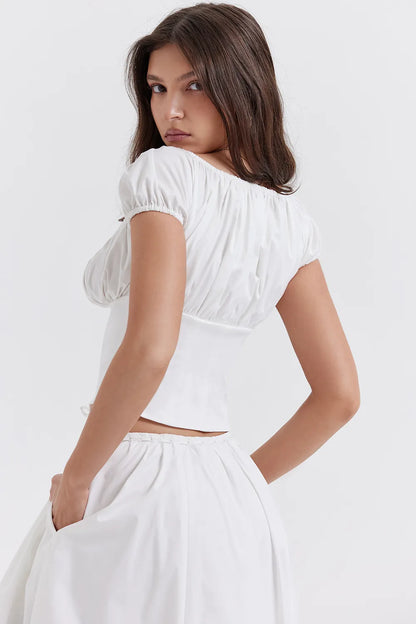 Kitty White Gathered Top