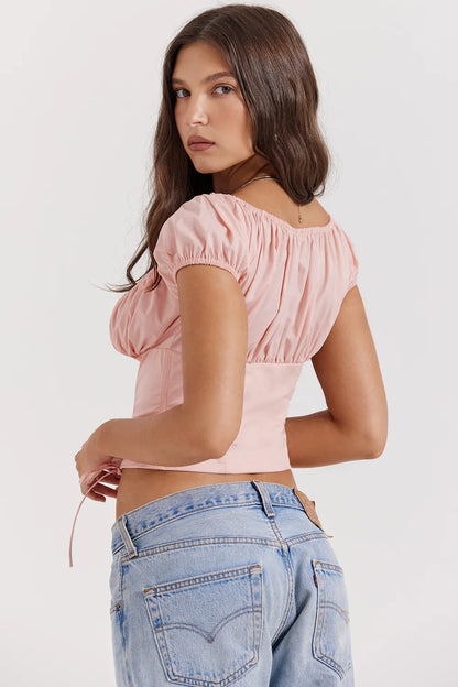 Kitty Baby Pink Gathered Top