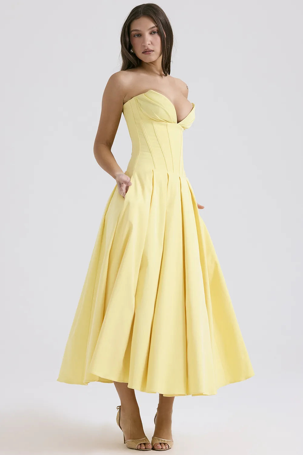 Lady Sunshine Strapless Tulle Midi Dress
