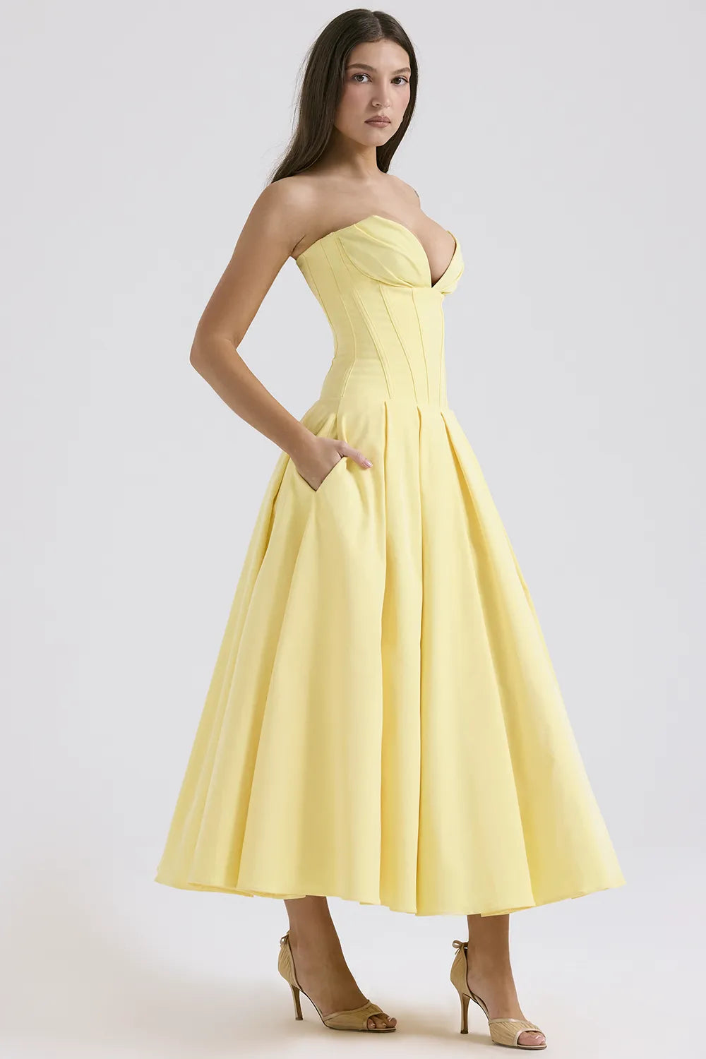 Lady Sunshine Strapless Tulle Midi Dress