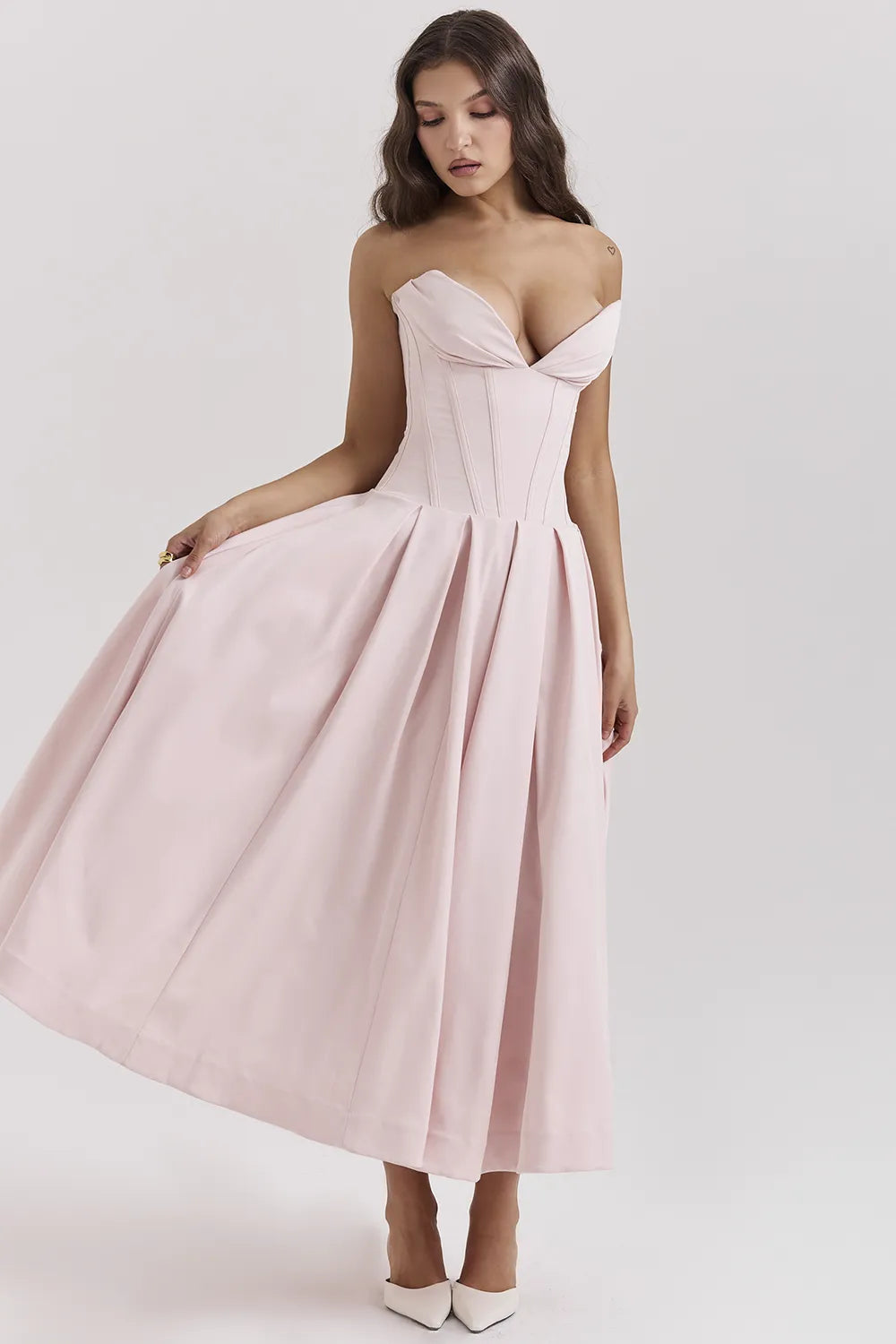 Lady Ballerina Pink Strapless Midi Dress