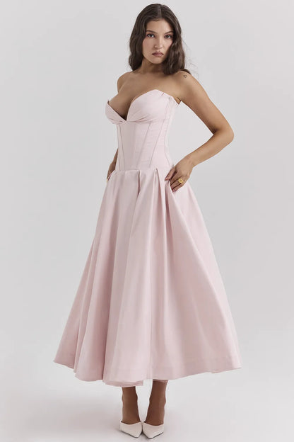 Lady Ballerina Pink Strapless Midi Dress