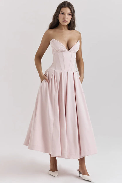 Lady Ballerina Pink Strapless Midi Dress
