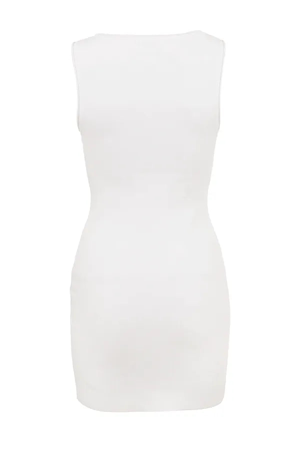 Laguna White Stretch Knit Mini Dress