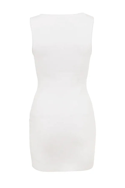 Laguna White Stretch Knit Mini Dress