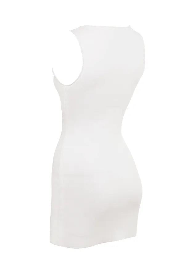 Laguna White Stretch Knit Mini Dress