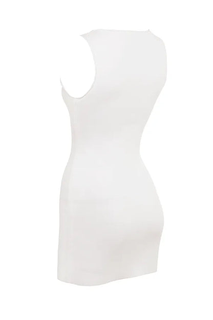 Laguna White Stretch Knit Mini Dress