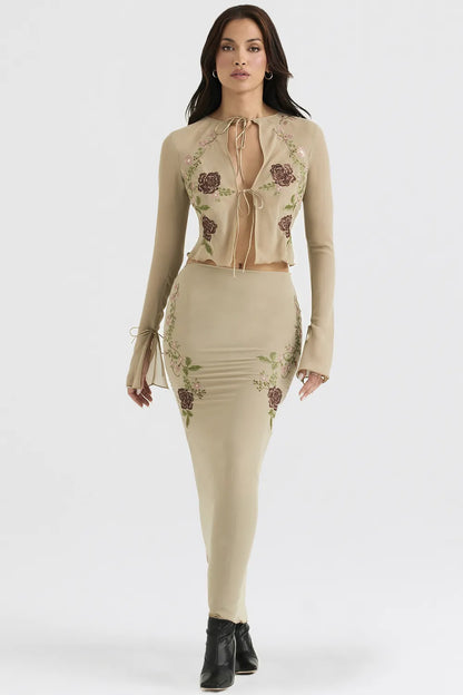 Lailah Artichoke Floral Maxi Skirt