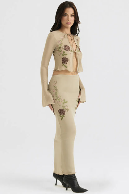 Lailah Artichoke Floral Maxi Skirt