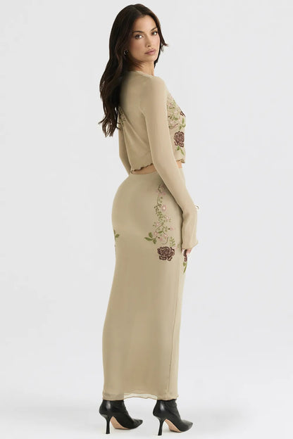 Lailah Artichoke Floral Maxi Skirt
