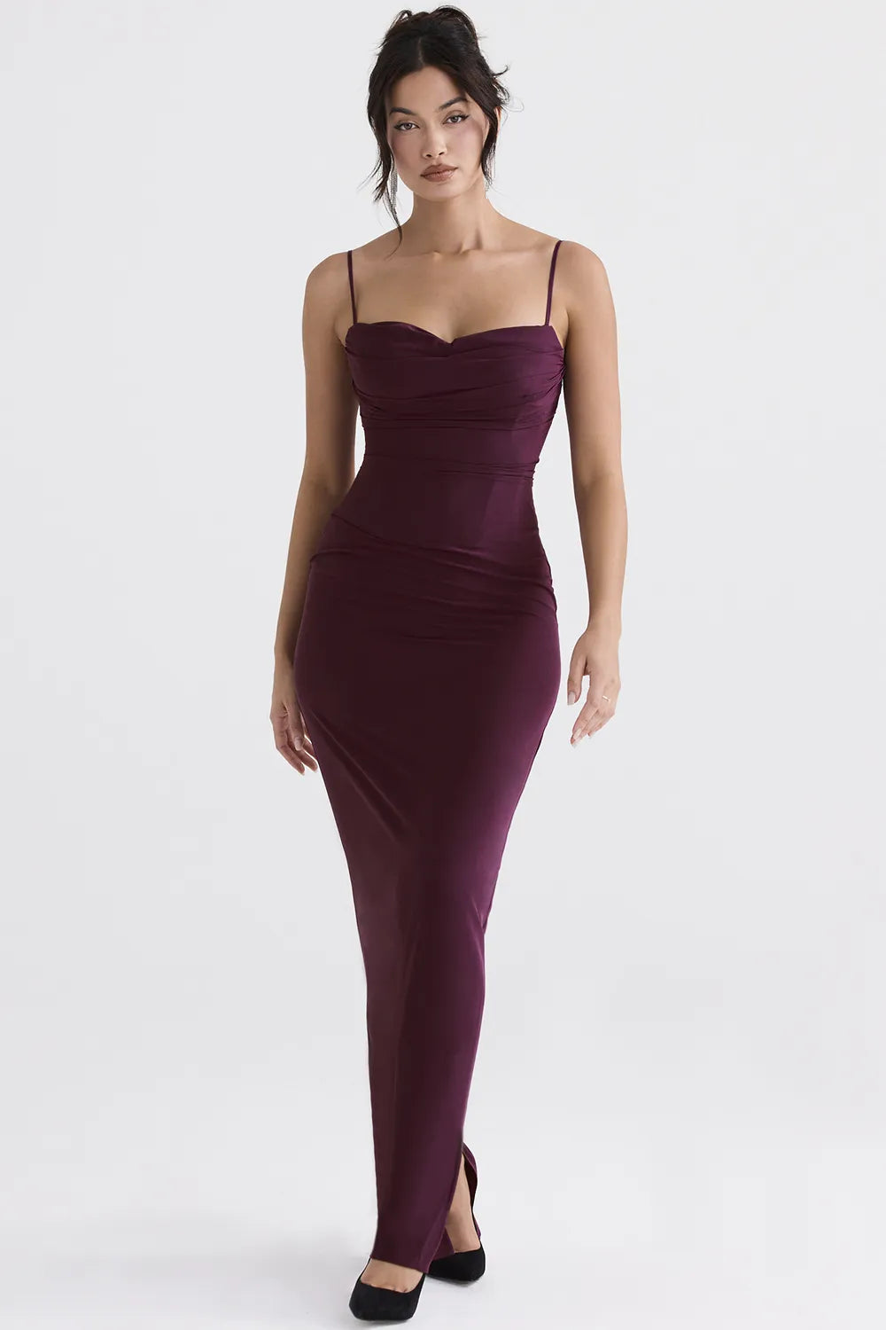 Lani Merlot Corset Maxi Dress