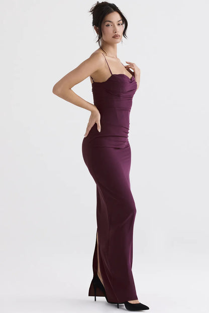 Lani Merlot Corset Maxi Dress