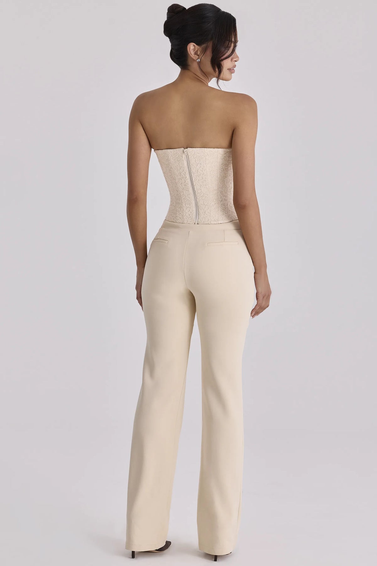 Chiara Vintage Ivory Crepe Straight Leg Trousers