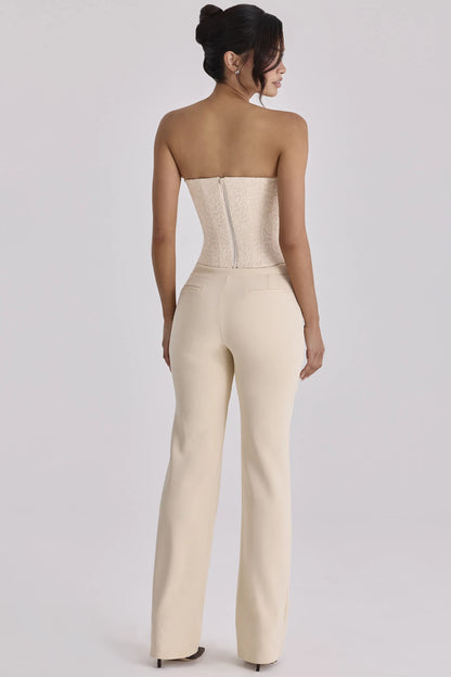 Chiara Vintage Ivory Crepe Straight Leg Trousers