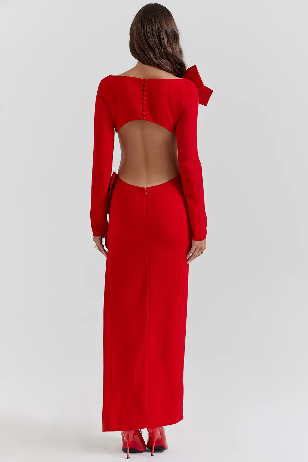 Lavele Red Bow Maxi Dress