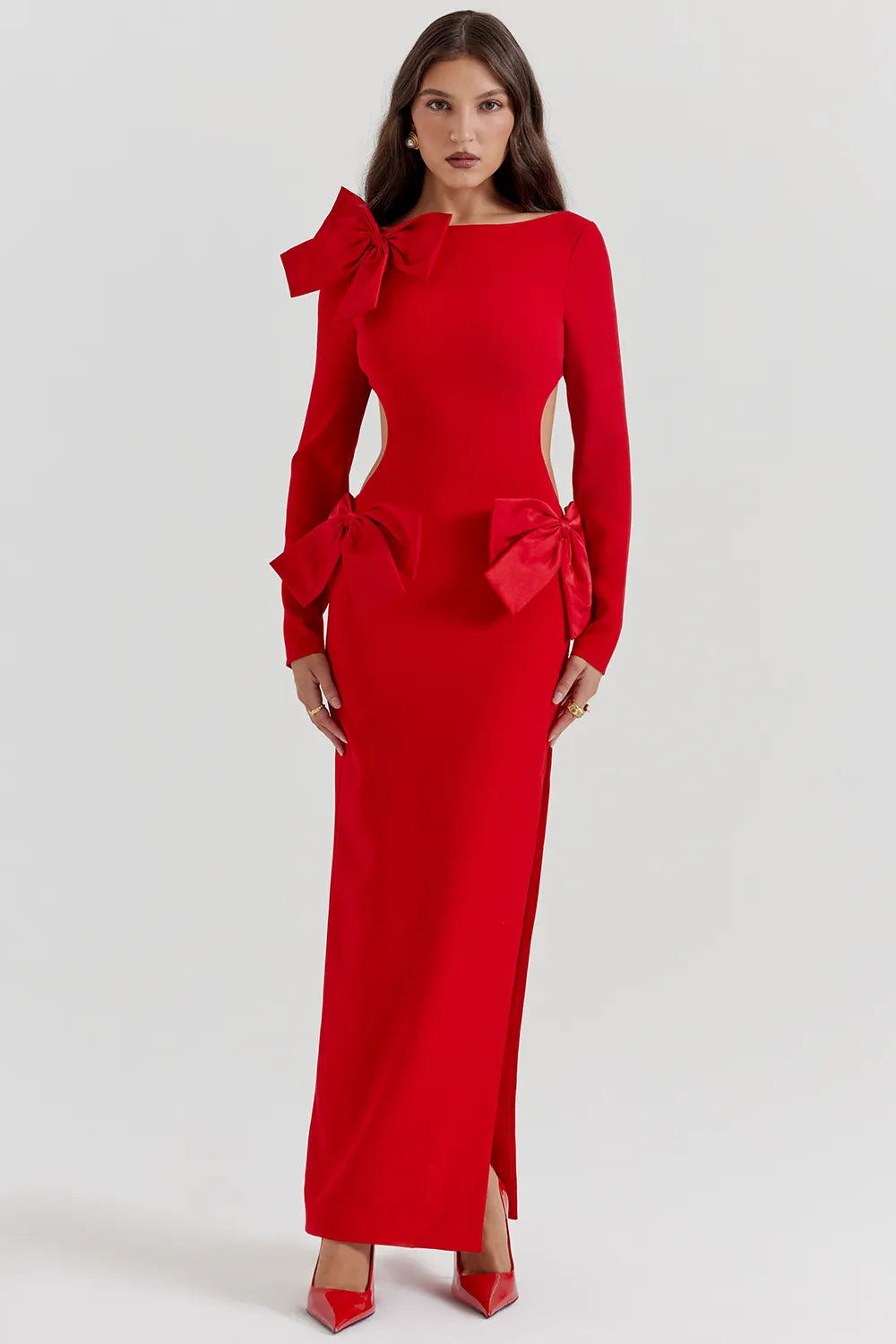 Lavele Red Bow Maxi Dress