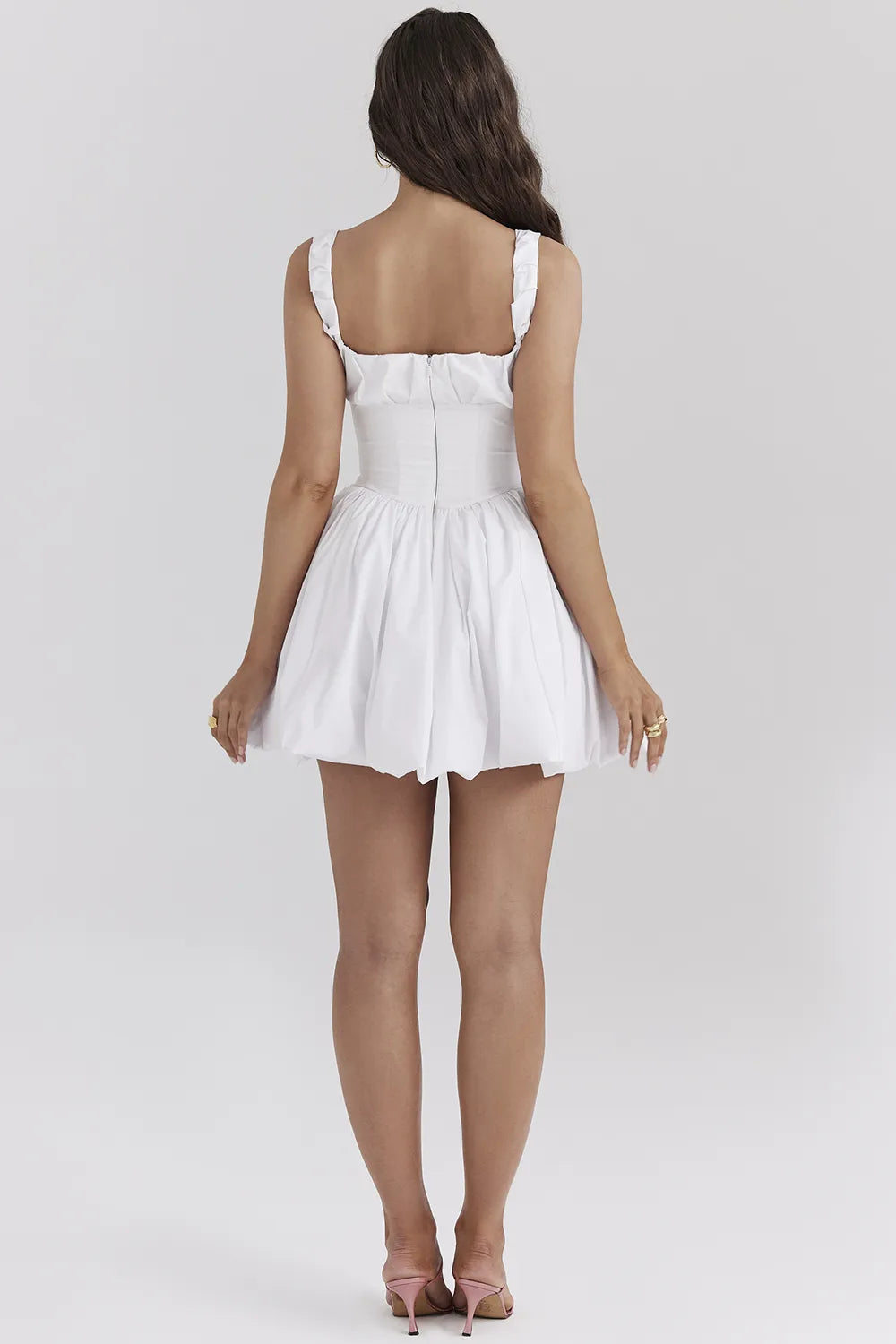 Le Puff White Cotton Tulle Mini Dress