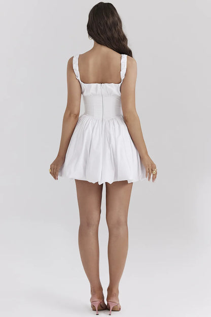 Le Puff White Cotton Tulle Mini Dress