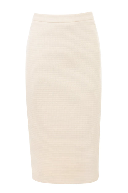 Lena Cream Boucle Pencil Midi Skirt