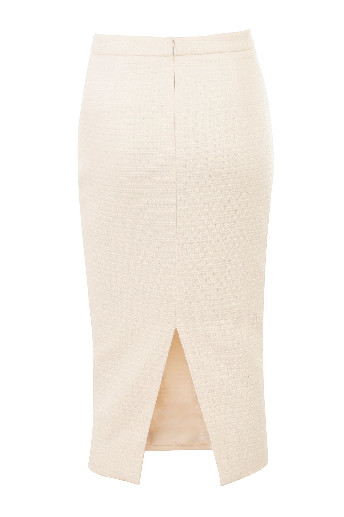 Lena Cream Boucle Pencil Midi Skirt