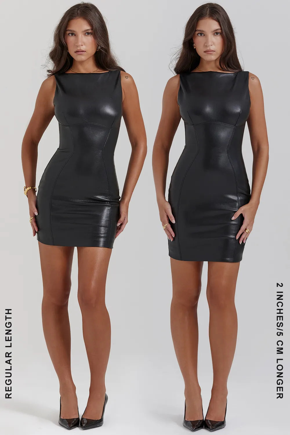 Leola Black Vegan Leather Mini Dress