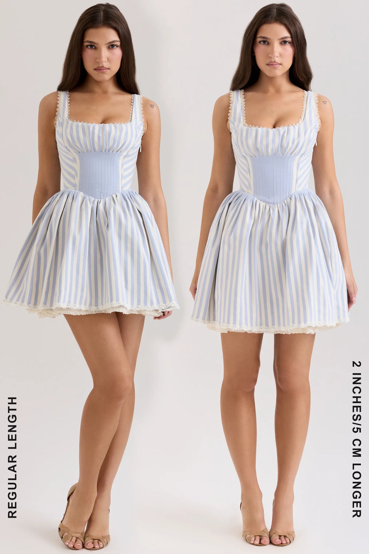Liesl Blue Striped Pintucked Mini Dress
