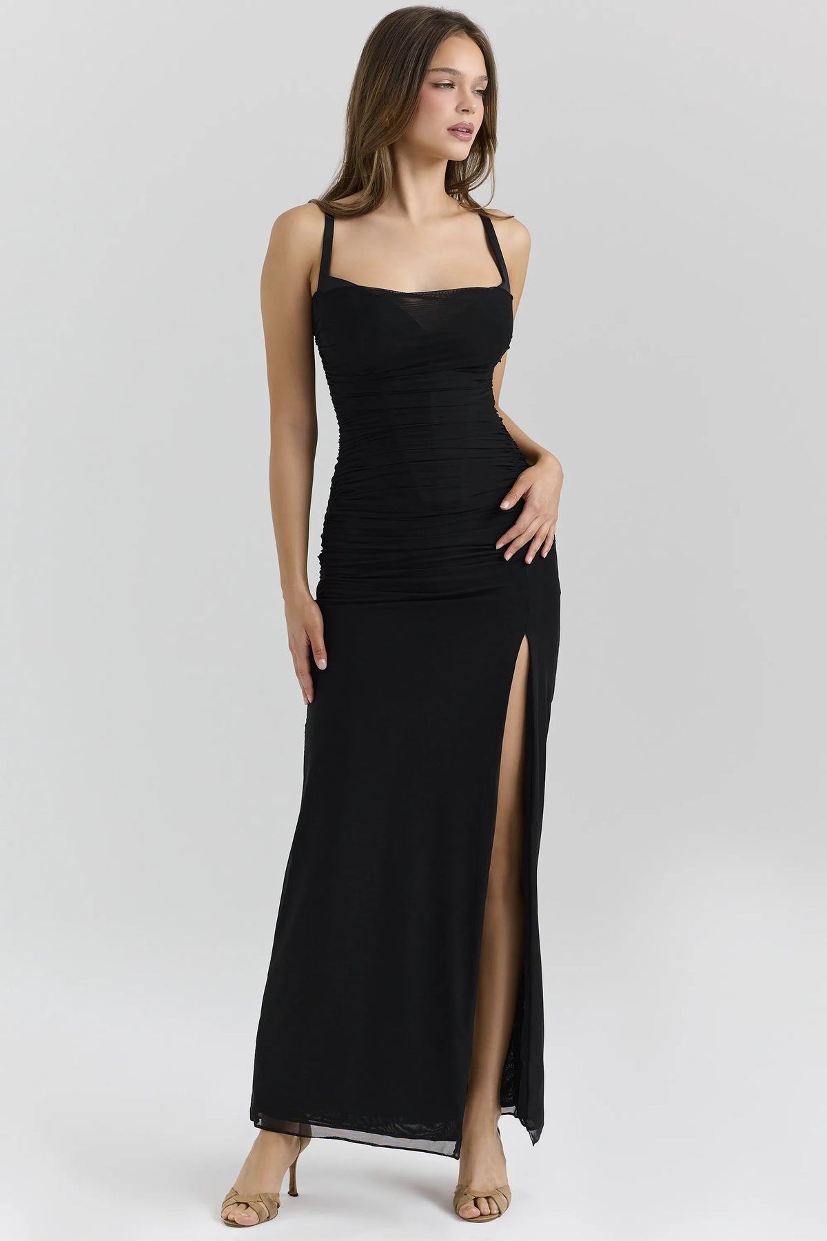 Lini Black Mesh Maxi Dress