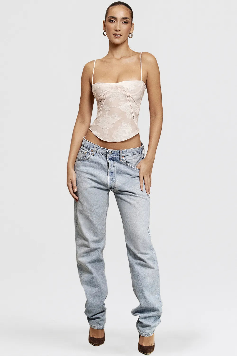 Lisette Pink Floral Lace Camisole