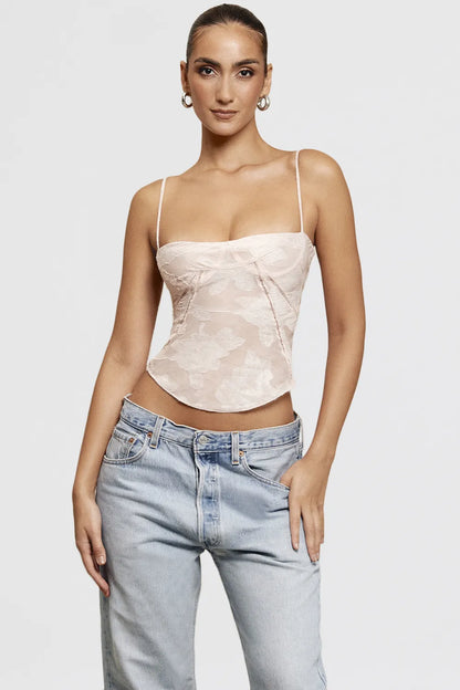 Lisette Pink Floral Lace Camisole