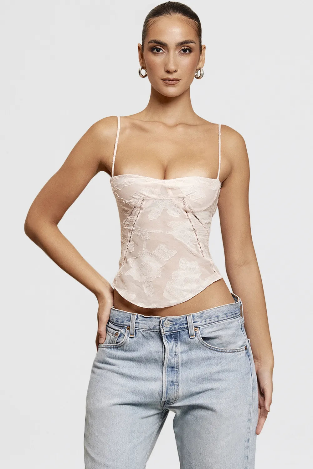 Lisette Pink Floral Lace Camisole
