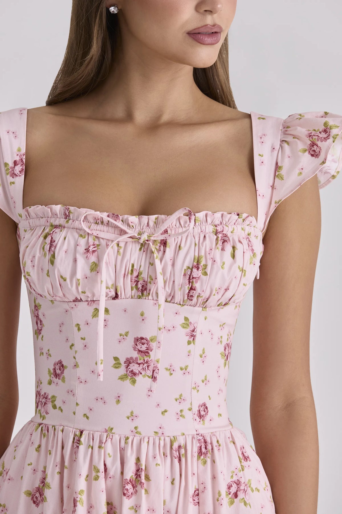 Livia Pink Vintage Rose Cotton Midi Sundress