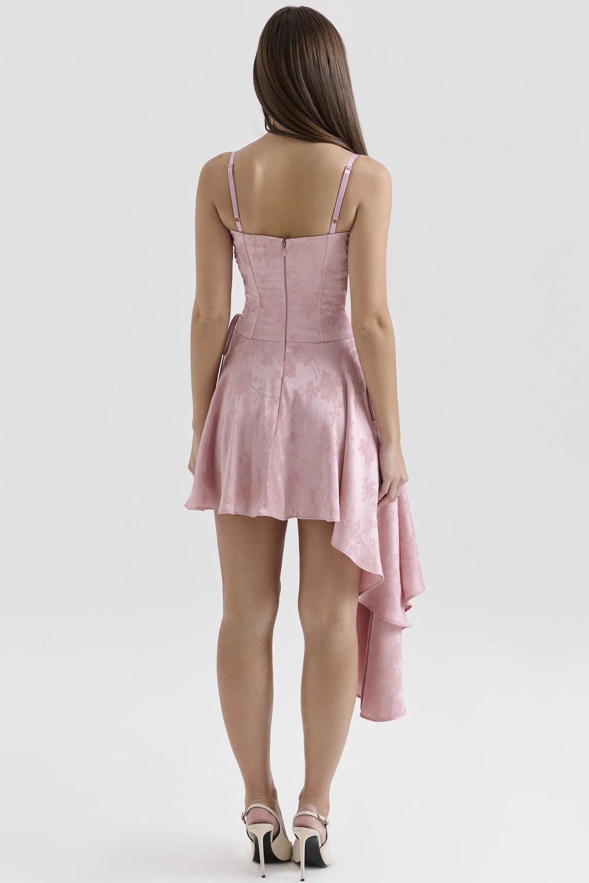 Lola Pink Jacquard Draped Mini Dress